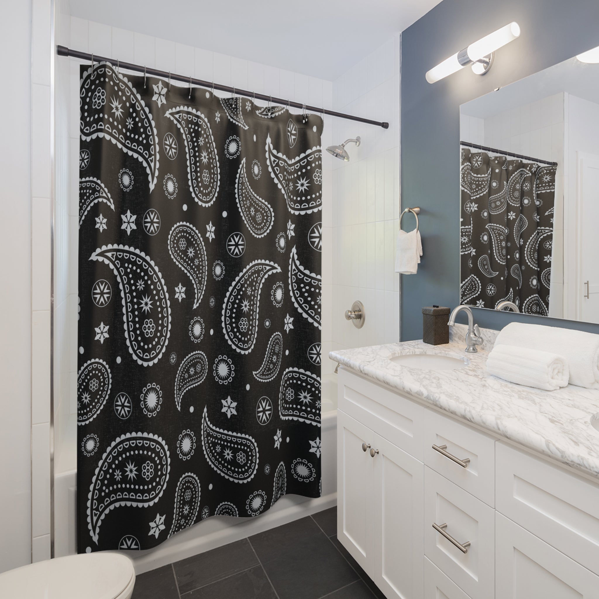 Classic Black & White Paisley Shower Curtain Gift: Timeless Boho Chic for Edgy Homes