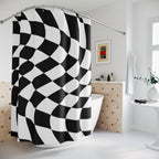 Psychedelic Black & White Checkerboard Shower Curtain Gift: Optical Illusion for Dynamic Homes