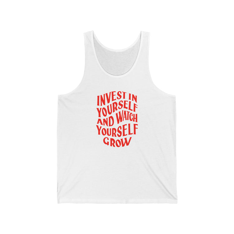 Grow Yourself Unisex Jersey Tank tank top in white – original NewGiftDay design