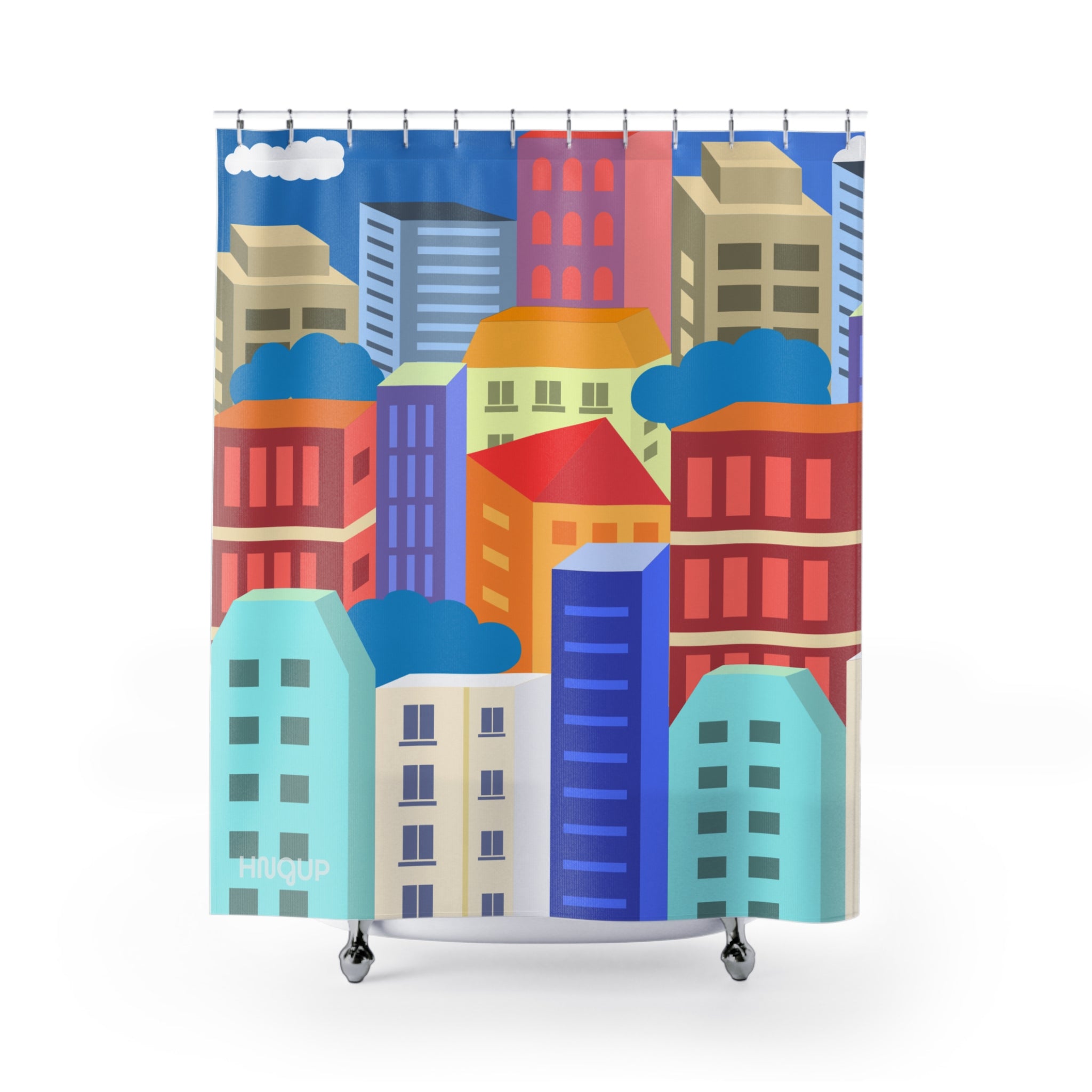 Vibrant Cityscape Art Shower Curtain Gift: Urban Chic for Dynamic Homes