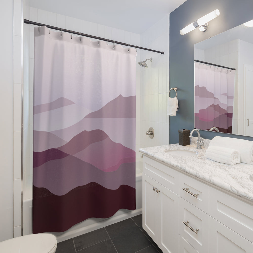 Abstract Purple Hills Shower Curtain Gift: Mystic Landscape for Serene Spaces