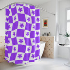 Psychedelic Checkerboard Flower Shower Curtain Gift: Groovy Retro for Funky Homes