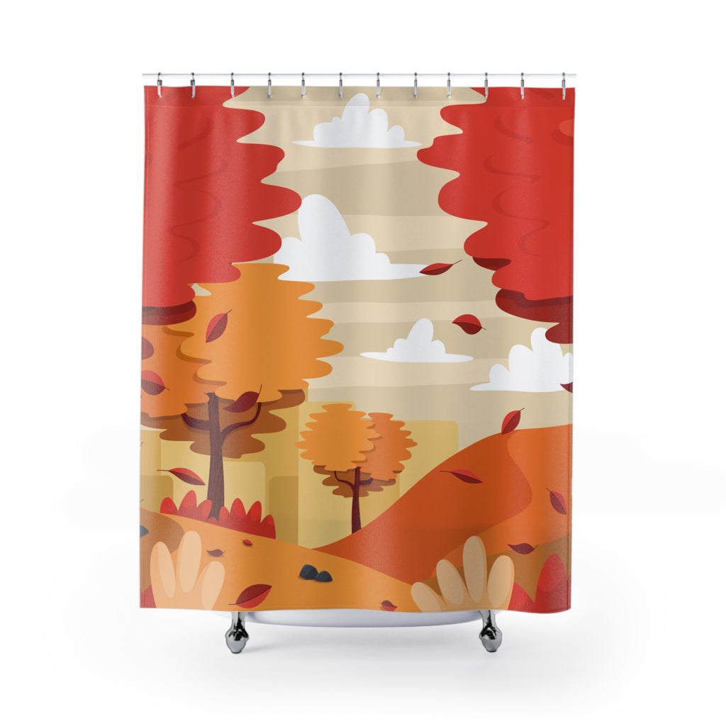 Picturesque Autumn Hills Landscape Shower Curtain Gift: Scenic Fall for Cozy Homes