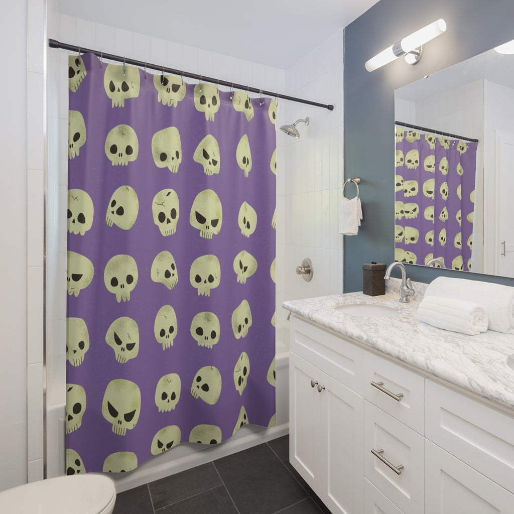 Quirky Cartoon Skull Pattern Shower Curtain Gift: Playful Spooky for Unique Homes