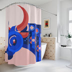 Geometric Bull Head Art Shower Curtain Gift: Modern Abstract for Bold Statement Homes