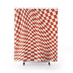 Wavy Checkerboard Illusion Shower Curtain Gift: Retro Pop for Playful Homes