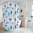 Morning Blue Fishing Shower Curtain
