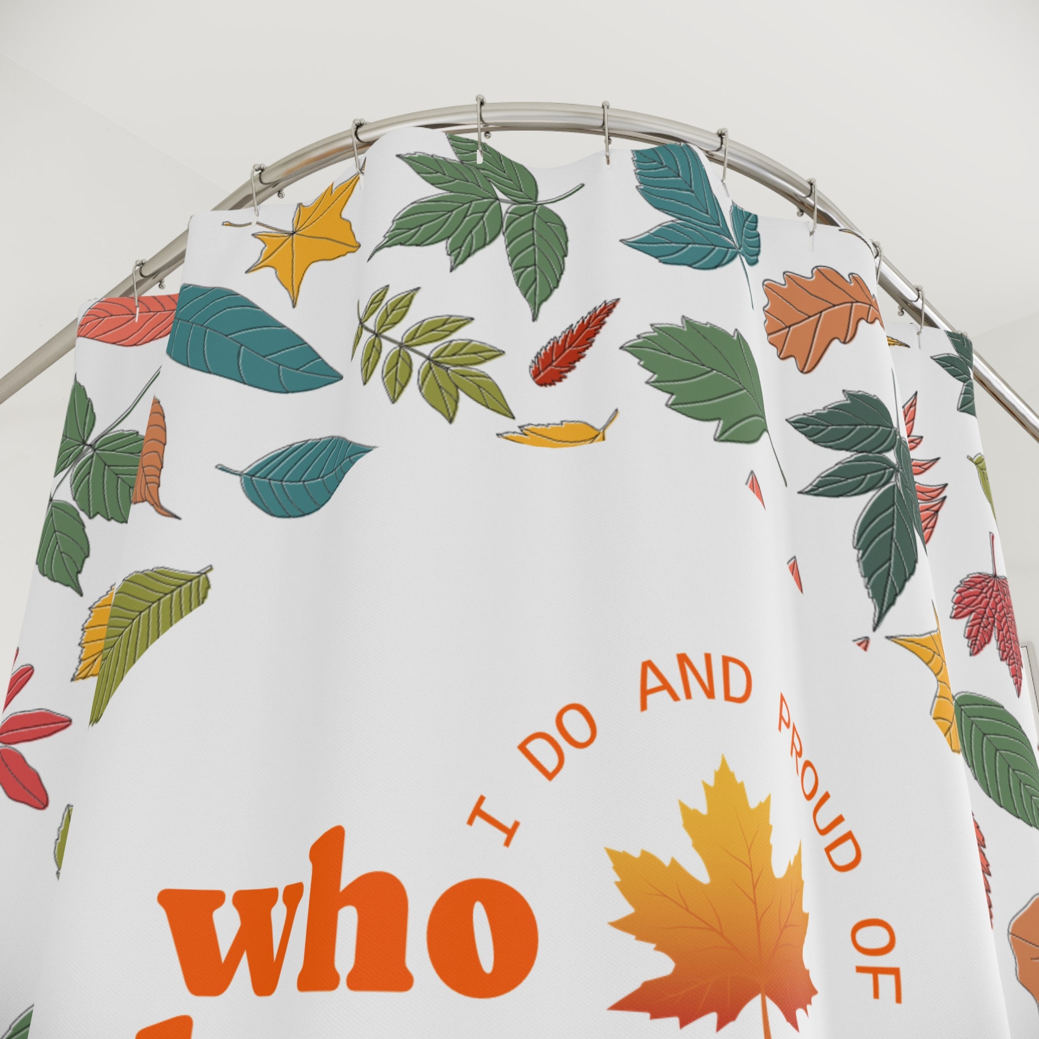 "Proud Autumn Lover" Leaf Frame Shower Curtain Gift: Expressive Fall for Vibrant Homes