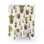 Minimalist Potted Cactus Shower Curtain Gift: Desert Chic for Modern Homes