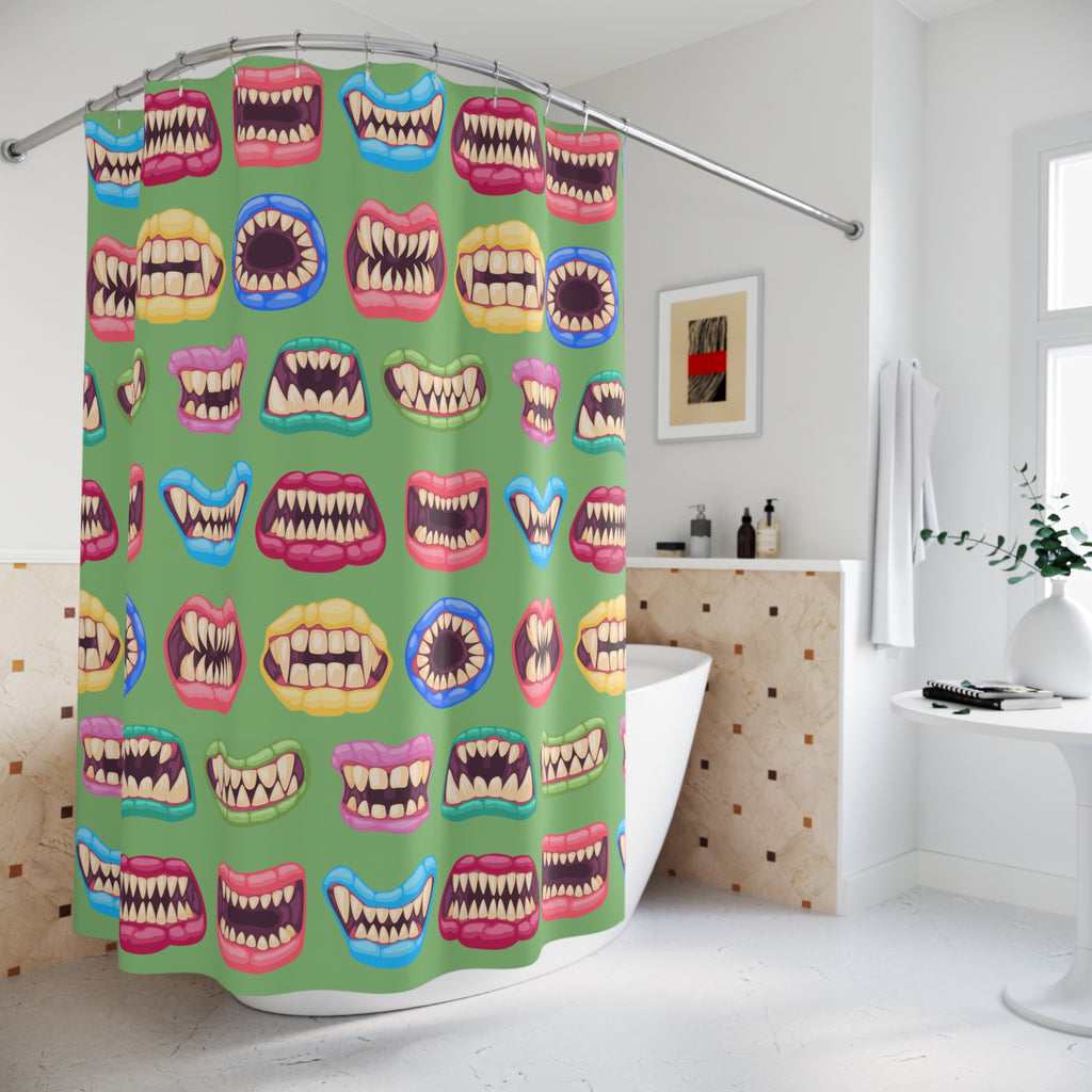 Quirky Monster Mouths Pattern Shower Curtain Gift: Playfully Spooky for Unique Homes