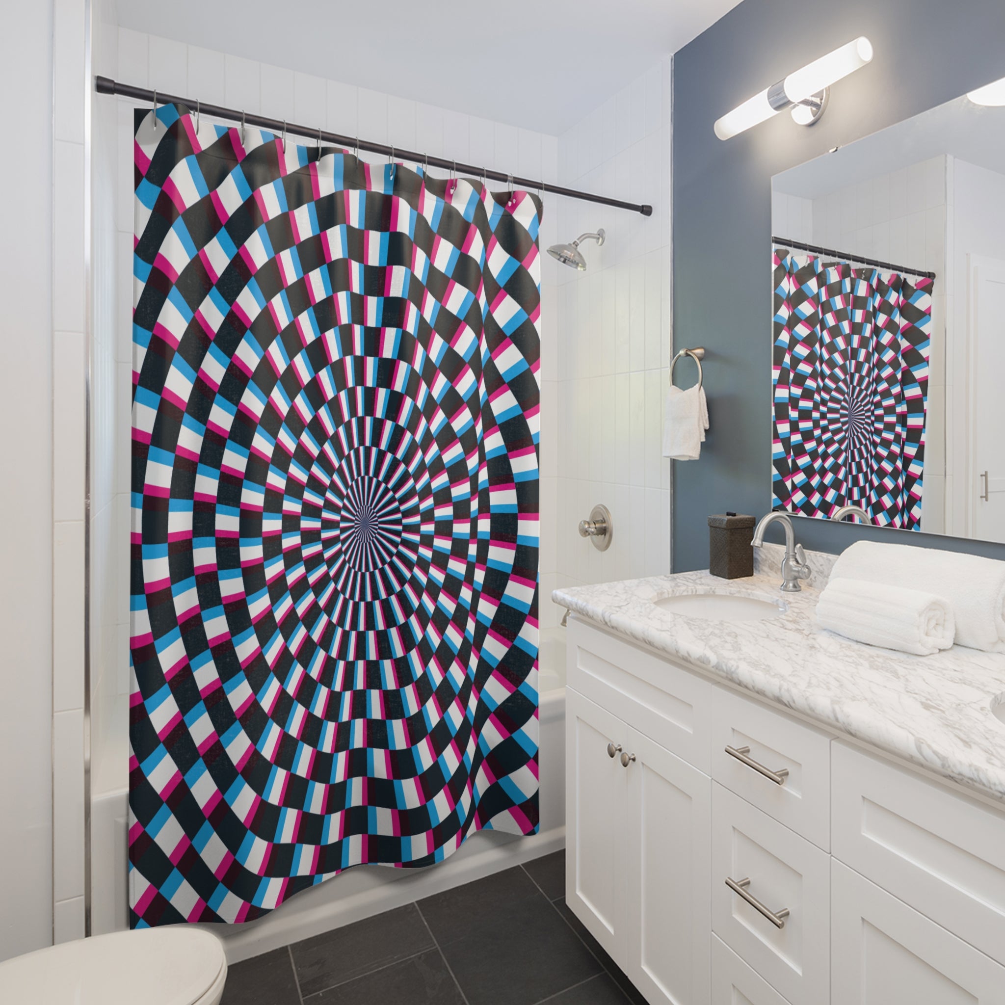 Hypnotic Op Art Vortex Shower Curtain Gift: Mind-Bending Style for Unique Homes
