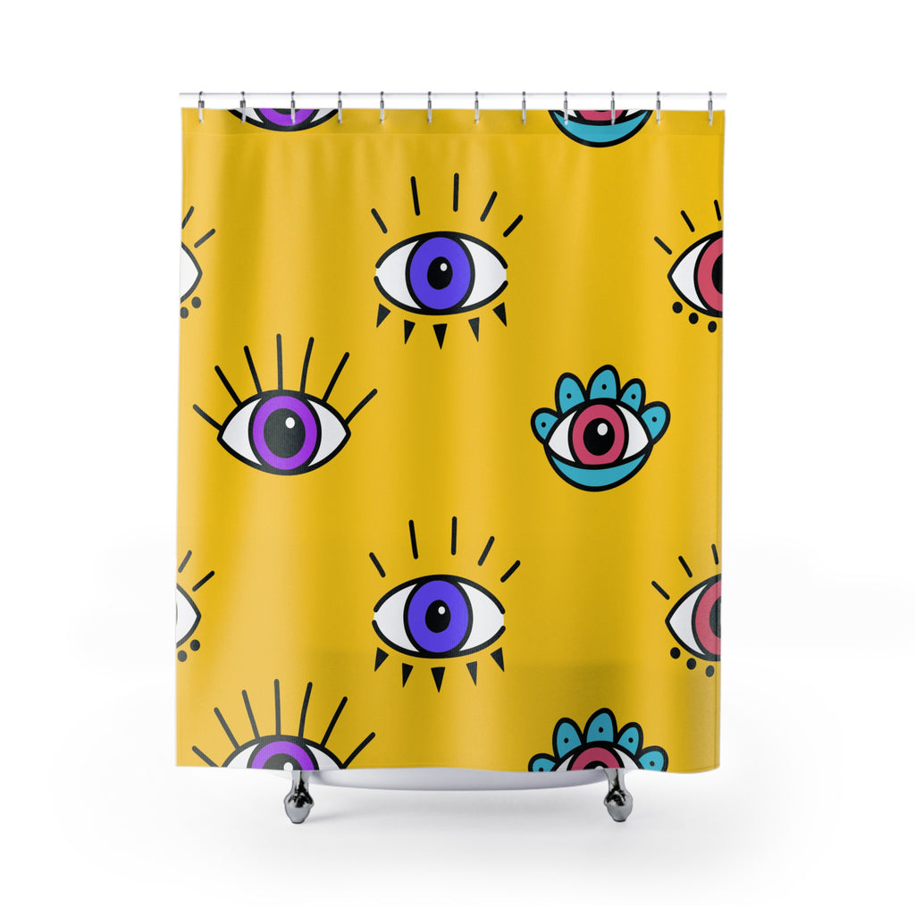 Mystical Evil Eye Pattern Shower Curtain Gift: Bohemian Charm for Protected Spaces