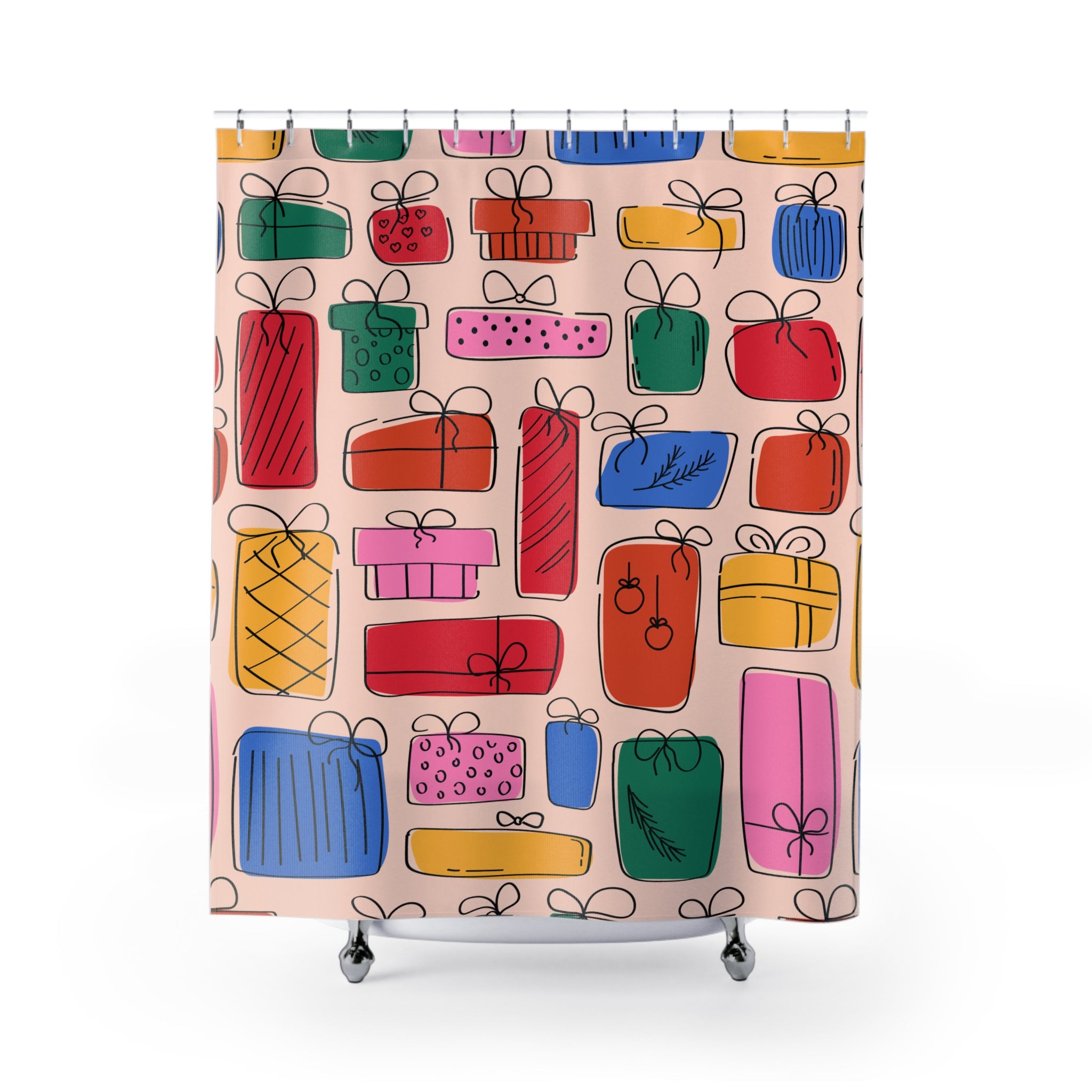 Abstract Gifts Pattern Shower Curtain Gift: Festive Cheer for Celebratory Homes