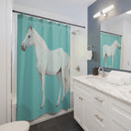 White Arabian Horse Art Shower Curtain Gift: Coastal Elegance for Refined Homes