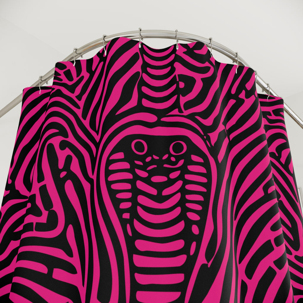 Hypnotic Cobra Maze Pink Shower Curtain Gift: Psychedelic Intrigue for Modern Homes