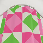 Pink & Green Quilt Square Shower Curtain Gift: Preppy Chic for a Bright Home
