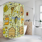 Sweet Honey Bee Doodle Shower Curtain Gift: Whimsical Charm for Nature Lovers