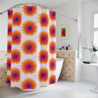 Lilac Layered Floral Shower Curtain Gift: Bright 60s Bloom for Happy Homes