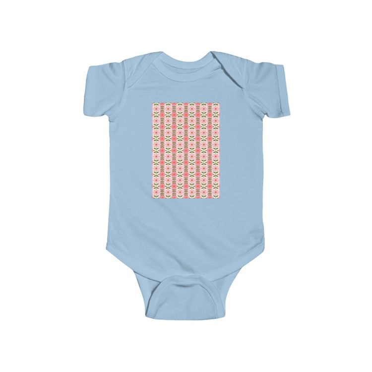 Retro Daisy Blooms baby bodysuit in light-blue – original NewGiftDay design