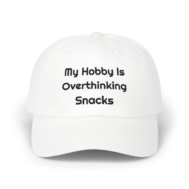My Hobby Is Overthinking Snacks Printed Dad for Casual Snack Runs hat in white – original NewGiftDay design