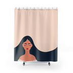 "Inner Peace" Minimalist Woman Shower Curtain Gift: Calm Art for Meditative Spaces