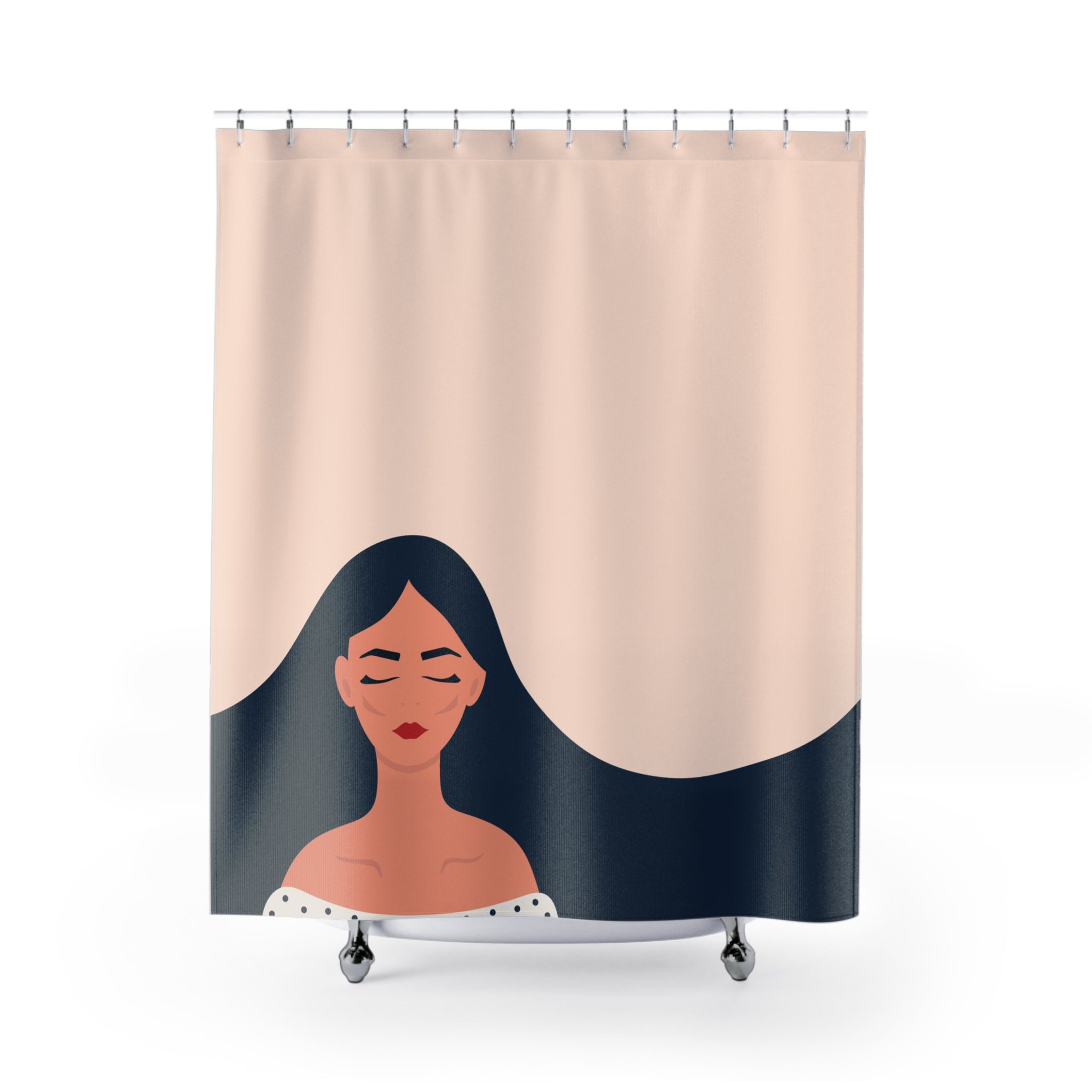 "Inner Peace" Minimalist Woman Shower Curtain Gift: Calm Art for Meditative Spaces