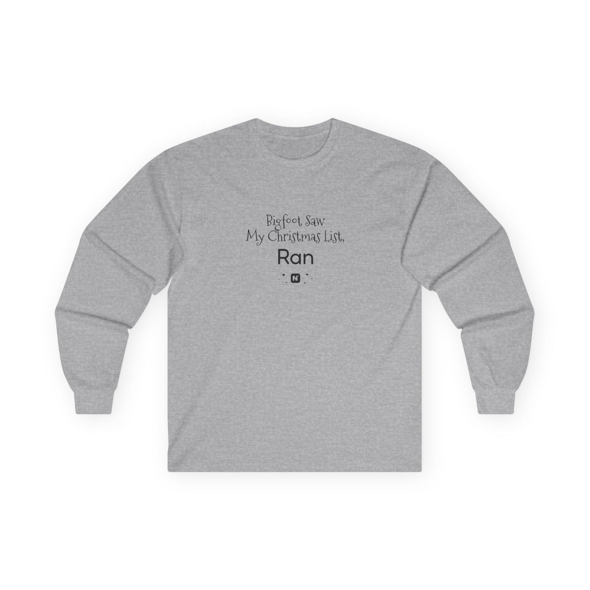 Bigfoot Christmas List long sleeve tee – original NewGiftDay design, view 10