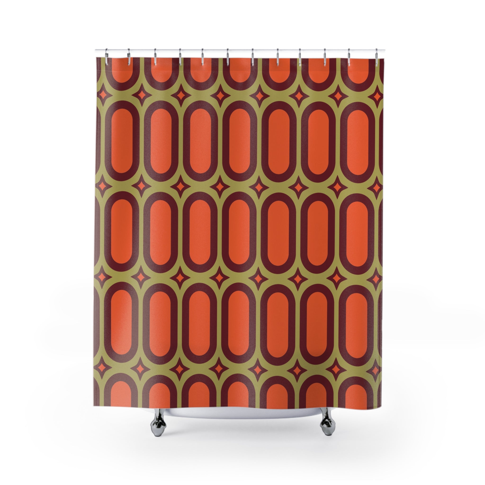 Mid-Century Geometric Shower Curtain Gift: Retro Capsule for Vintage Homes