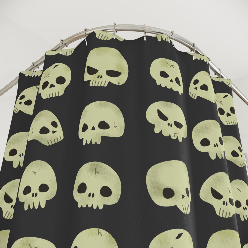 Quirky Cartoon Skull Pattern Shower Curtain Gift: Playful Spooky for Unique Homes