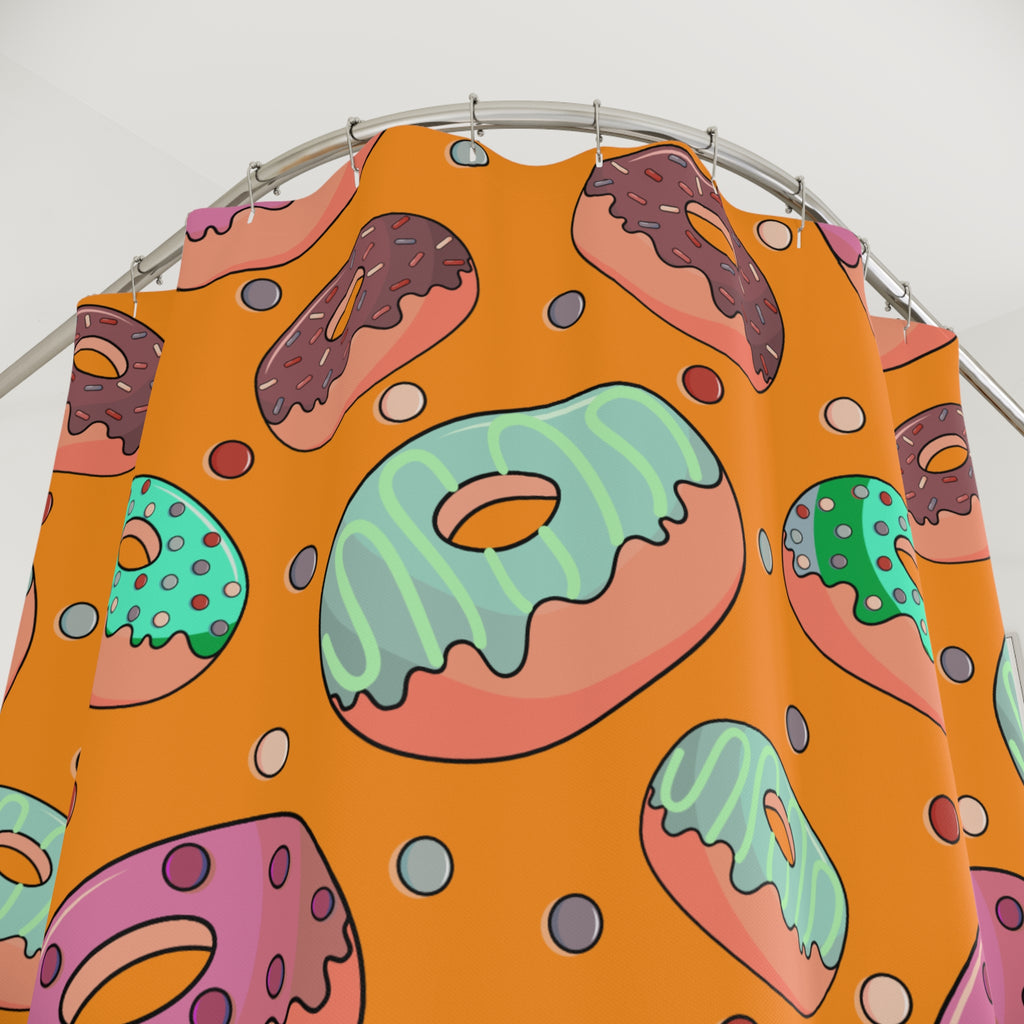 Glazed Donut Orange Pattern Shower Curtain Gift: Sweet Indulgence for Delightful Home