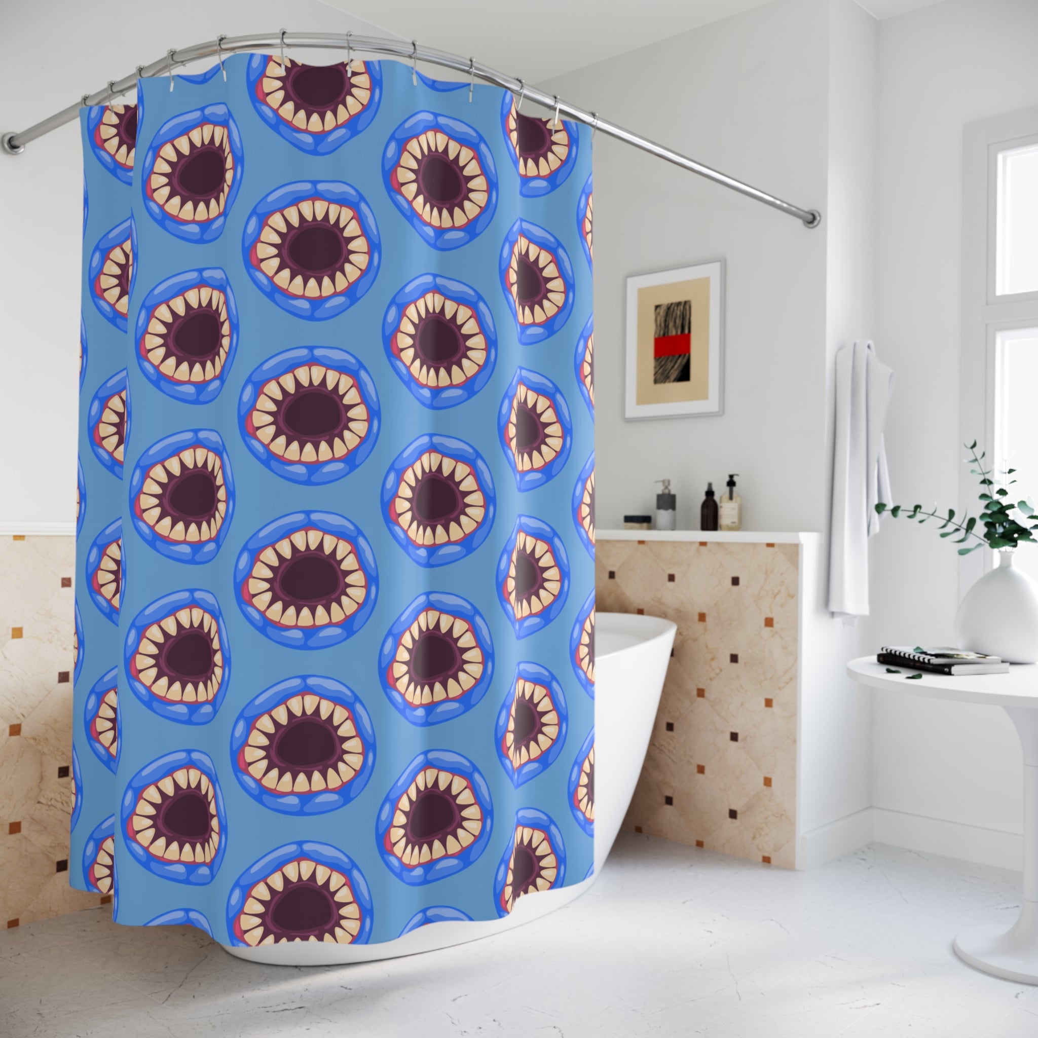 Sharp-Toothed Monster Mouth Shower Curtain Gift: Audacious Art for Edgy Homes