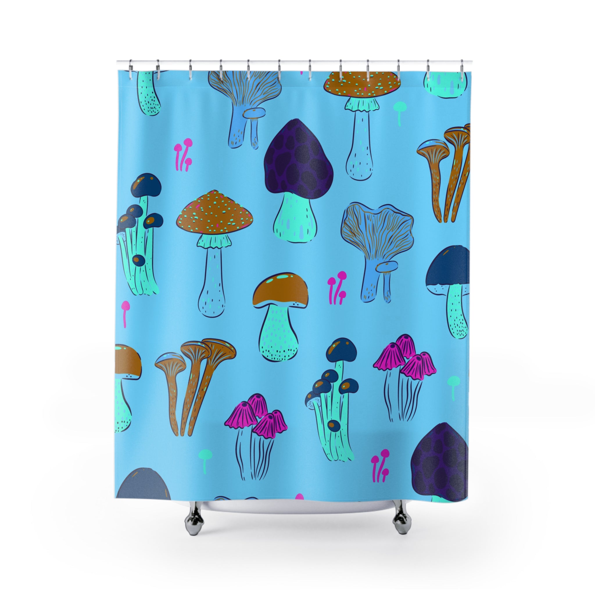 Whimsical Mushroom Blue Forest Shower Curtain Gift: Enchanted Nature for Cozy Homes