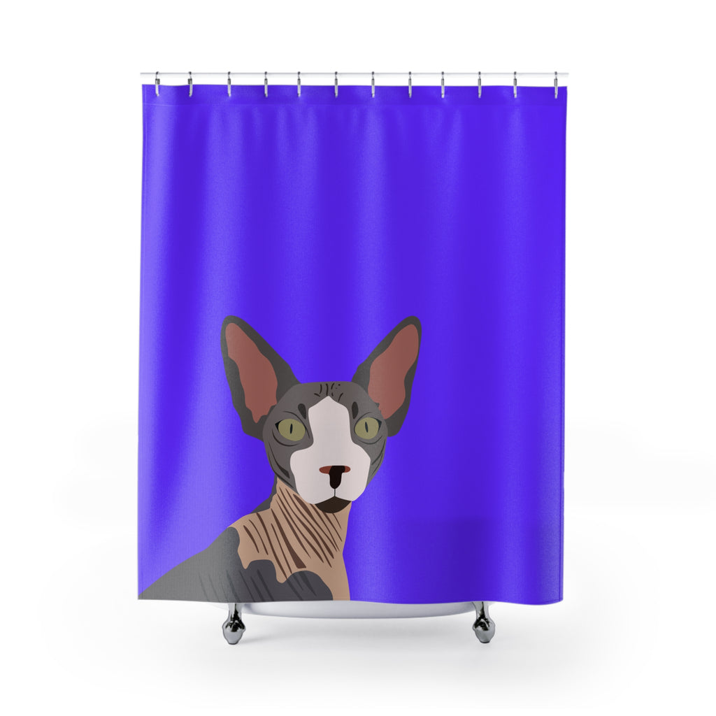 Striking Sphynx Cat Portrait Shower Curtain Gift: Modern Feline Art for Bold Homes