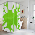 Vibrant Green Slime Splatter Shower Curtain Gift: Quirky Fun for Playful Homes