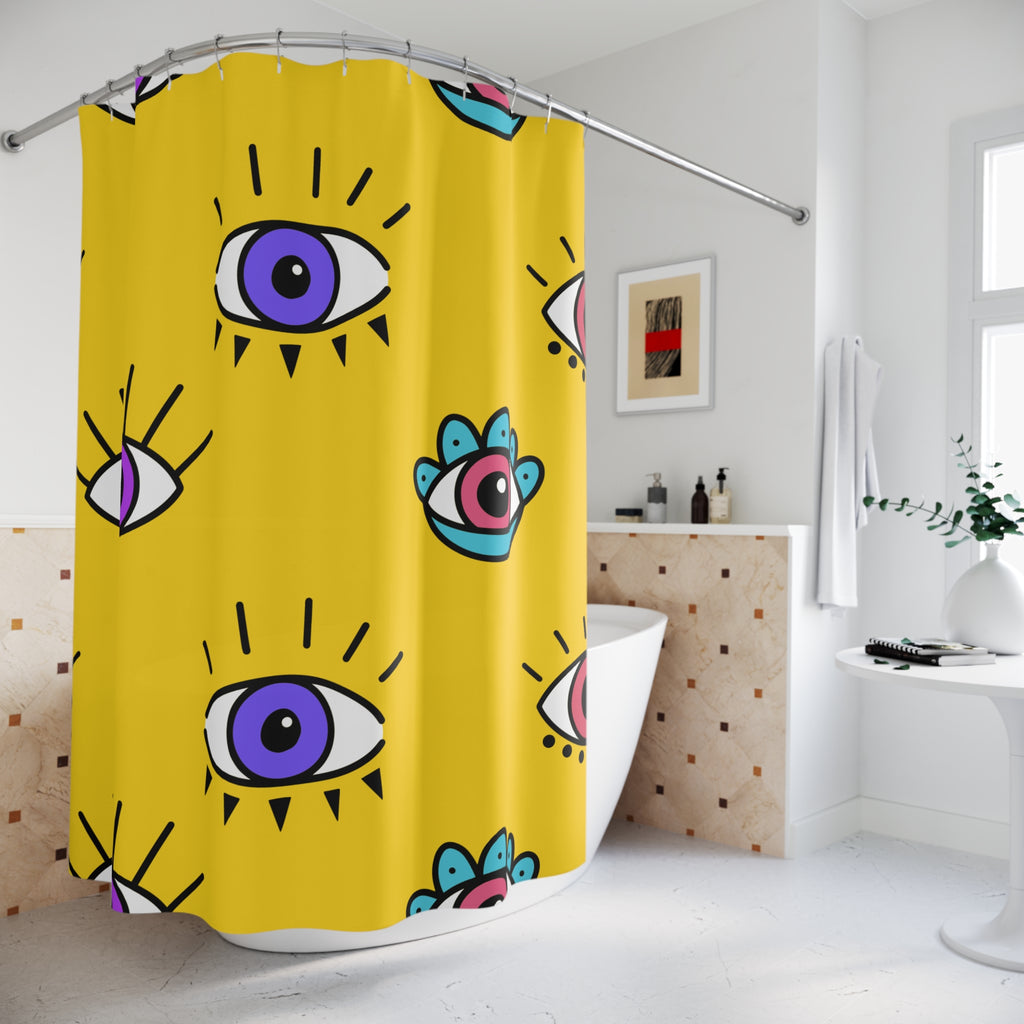 Mystical Evil Eye Pattern Shower Curtain Gift: Bohemian Charm for Protected Spaces