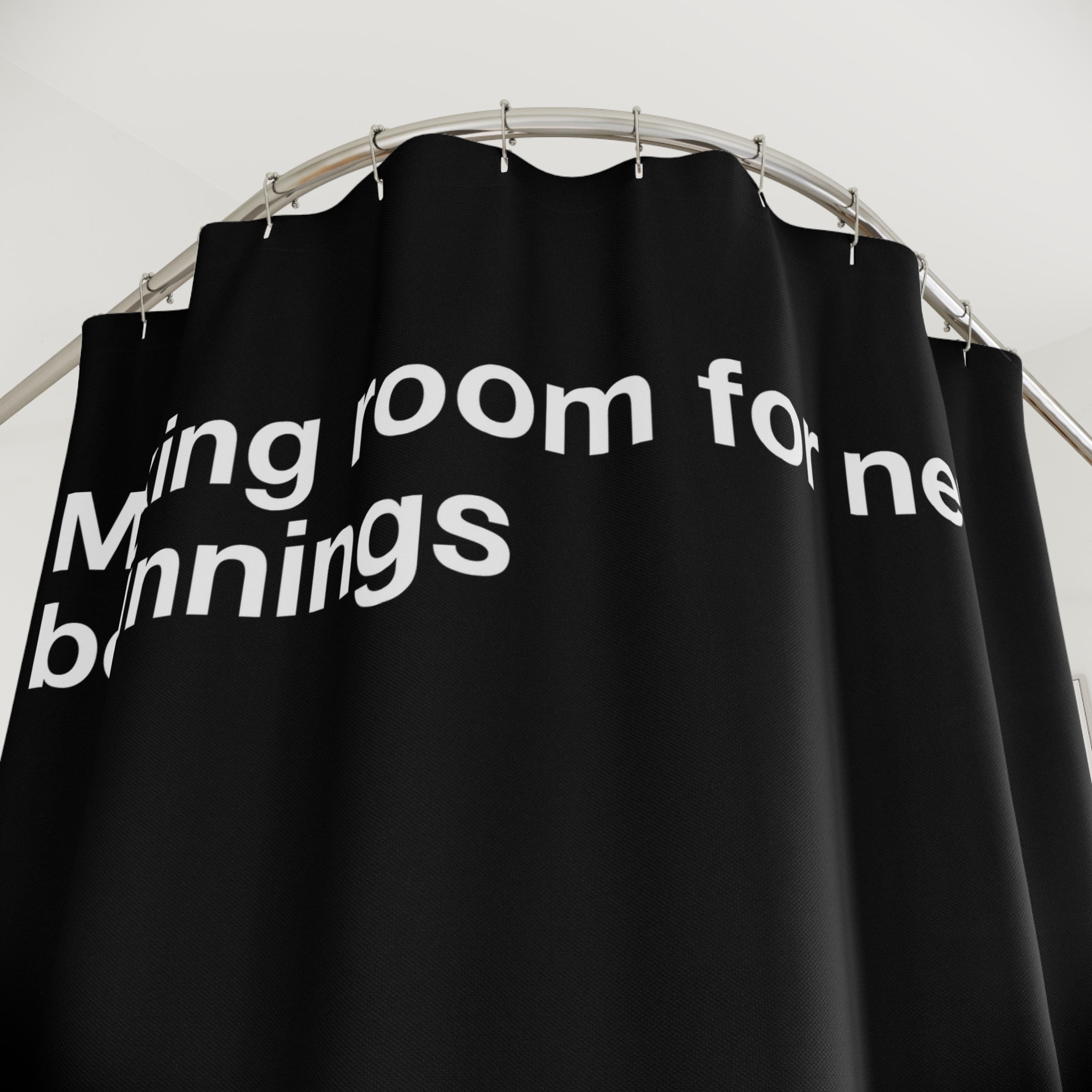 "New Beginnings" Slogan Shower Curtain Gift: Inspiring Art for Transitional Homes