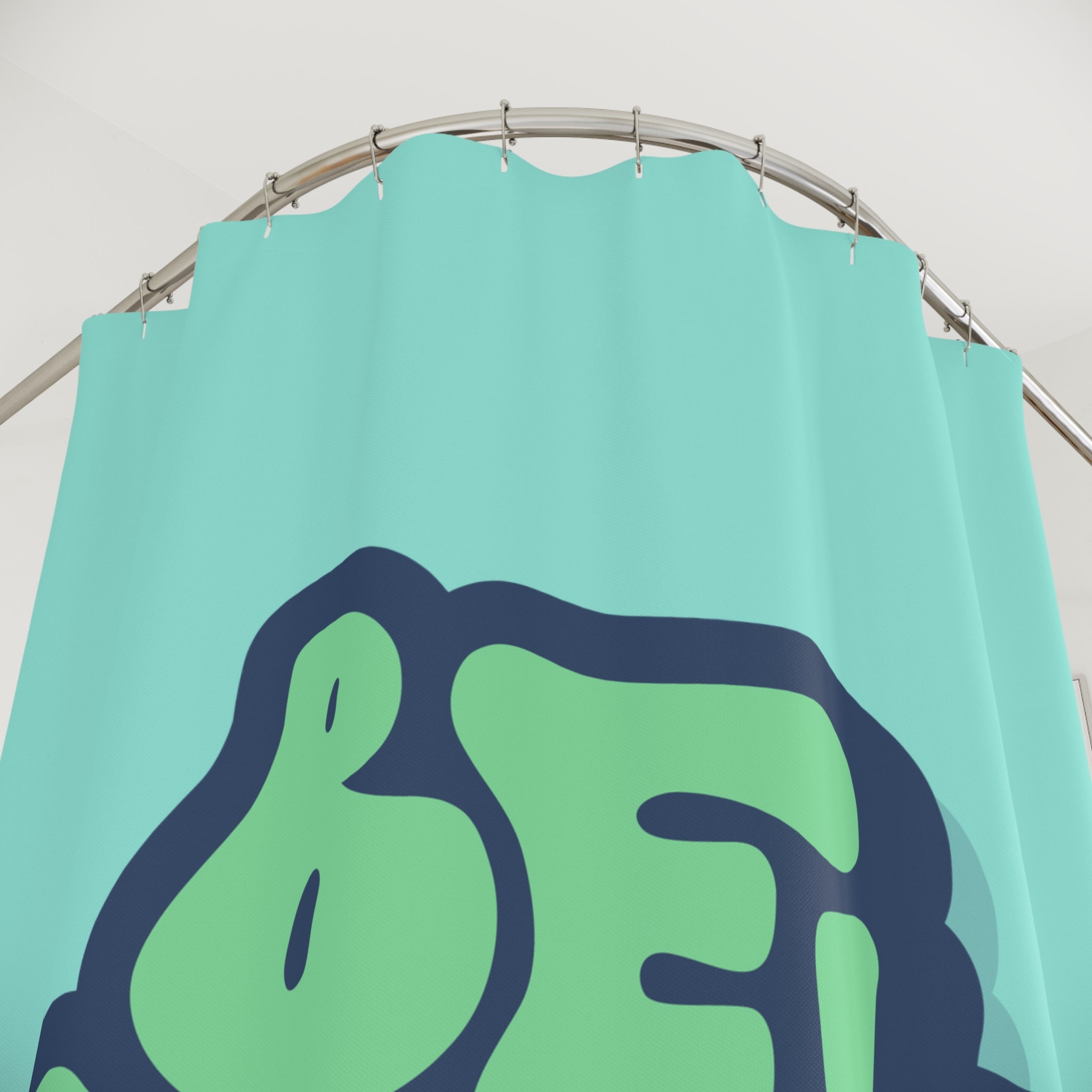 "Be Brave" Bubble Letter Slogan Shower Curtain Gift: Retro Motivation for Fun Spaces