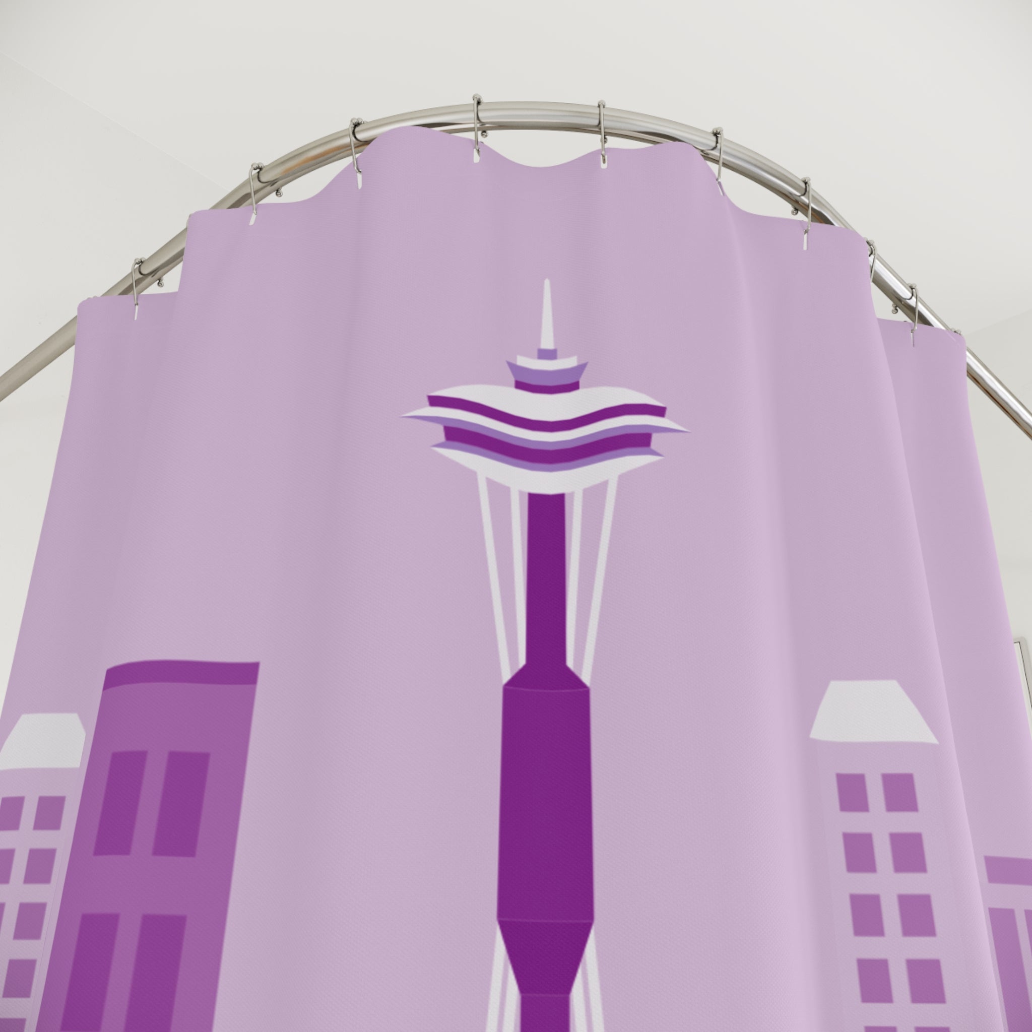 Seattle Cityscape Skyline Shower Curtain Gift: Modern Urban Art for PNW Lovers