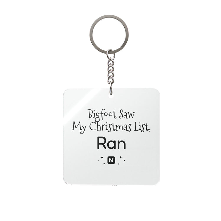 Bigfoot Christmas List keychain in transparent – original NewGiftDay design