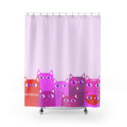 Vibrant Lilac Cat Parade Shower Curtain Gift: Playful Feline Art for Whimsical Homes