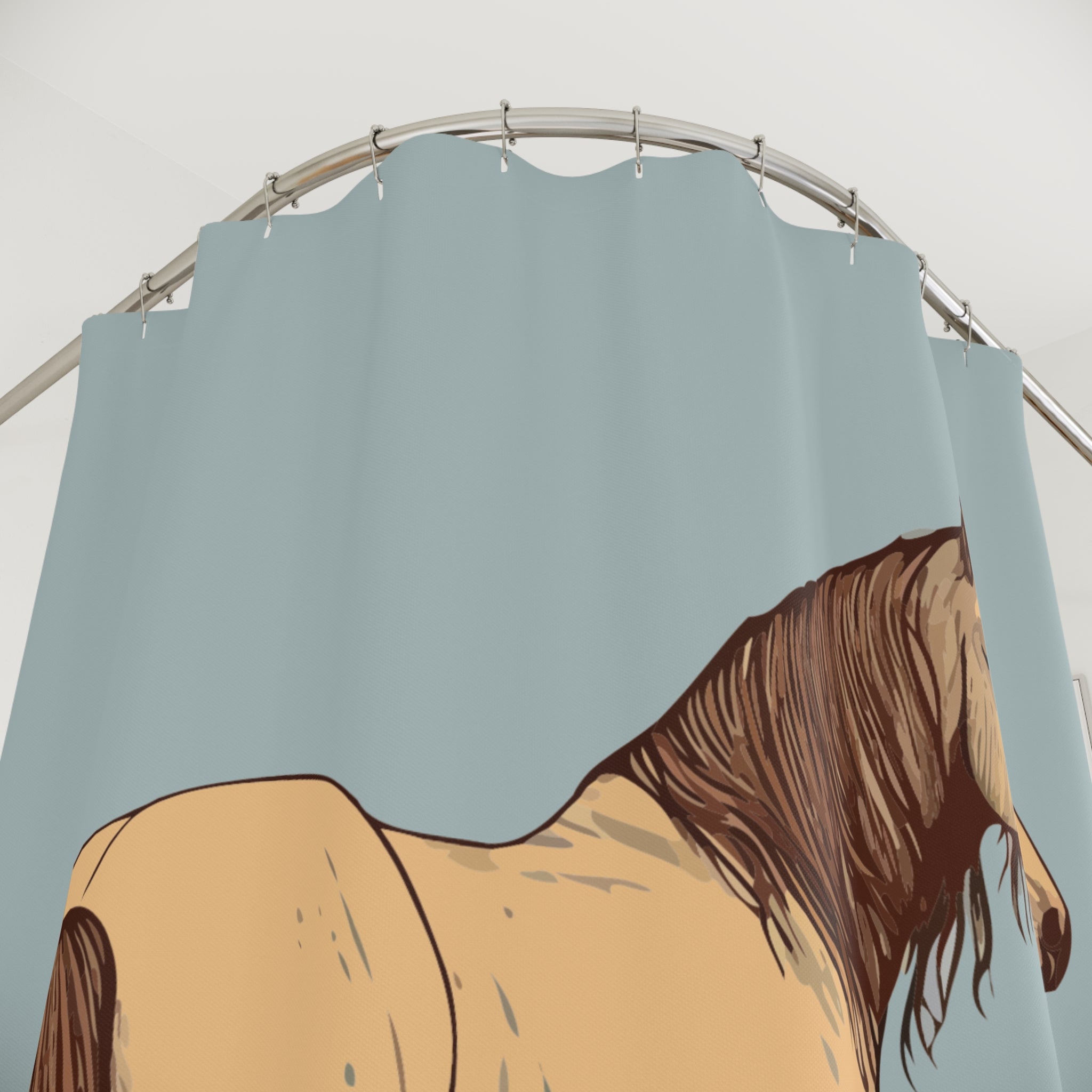 Retro Horse Illustration Shower Curtain Gift: Muted Majesty for Earthy Homes