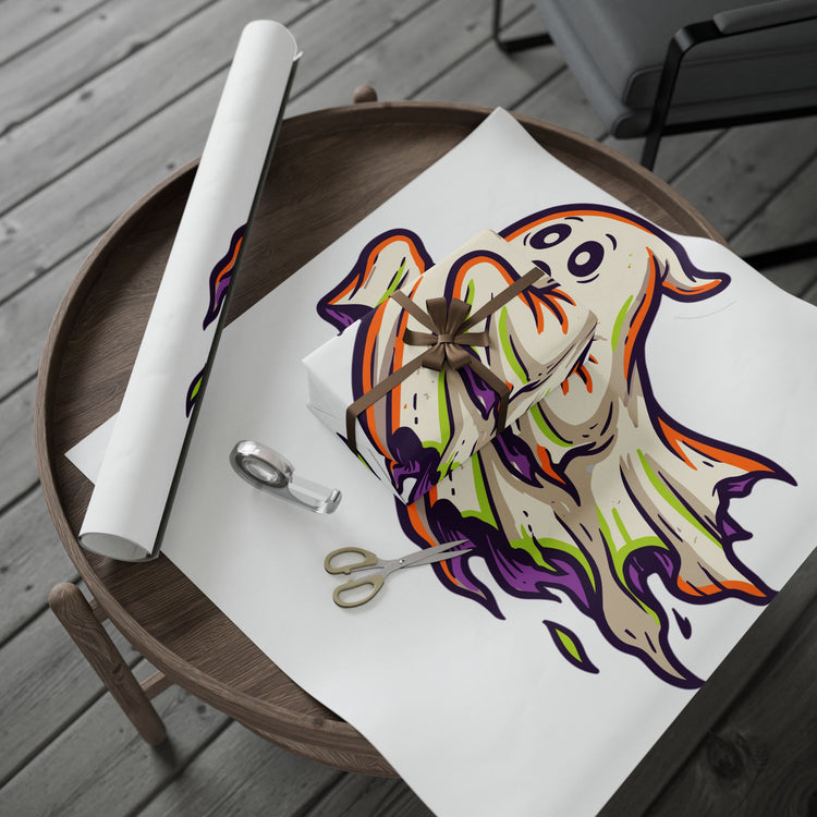 Wavy Ghost Halloween wrapping paper – original NewGiftDay design, view 2
