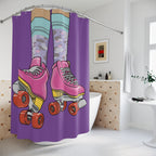 Pink & Purple Roller Skate Chic Shower Curtain Gift: Groovy Vibes for Nostalgic Bathrooms
