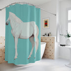 White Arabian Horse Art Shower Curtain Gift: Coastal Elegance for Refined Homes