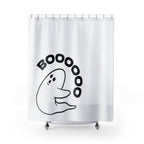 "BOOOOOO" Playful Ghost Shower Curtain Gift: Whimsical Fright for Fun Homes