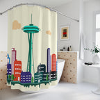 Retro Seattle Cityscape Shower Curtain Gift: Pop Art Energy for Urban Homes