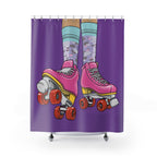 Pink & Purple Roller Skate Chic Shower Curtain Gift: Groovy Vibes for Nostalgic Bathrooms