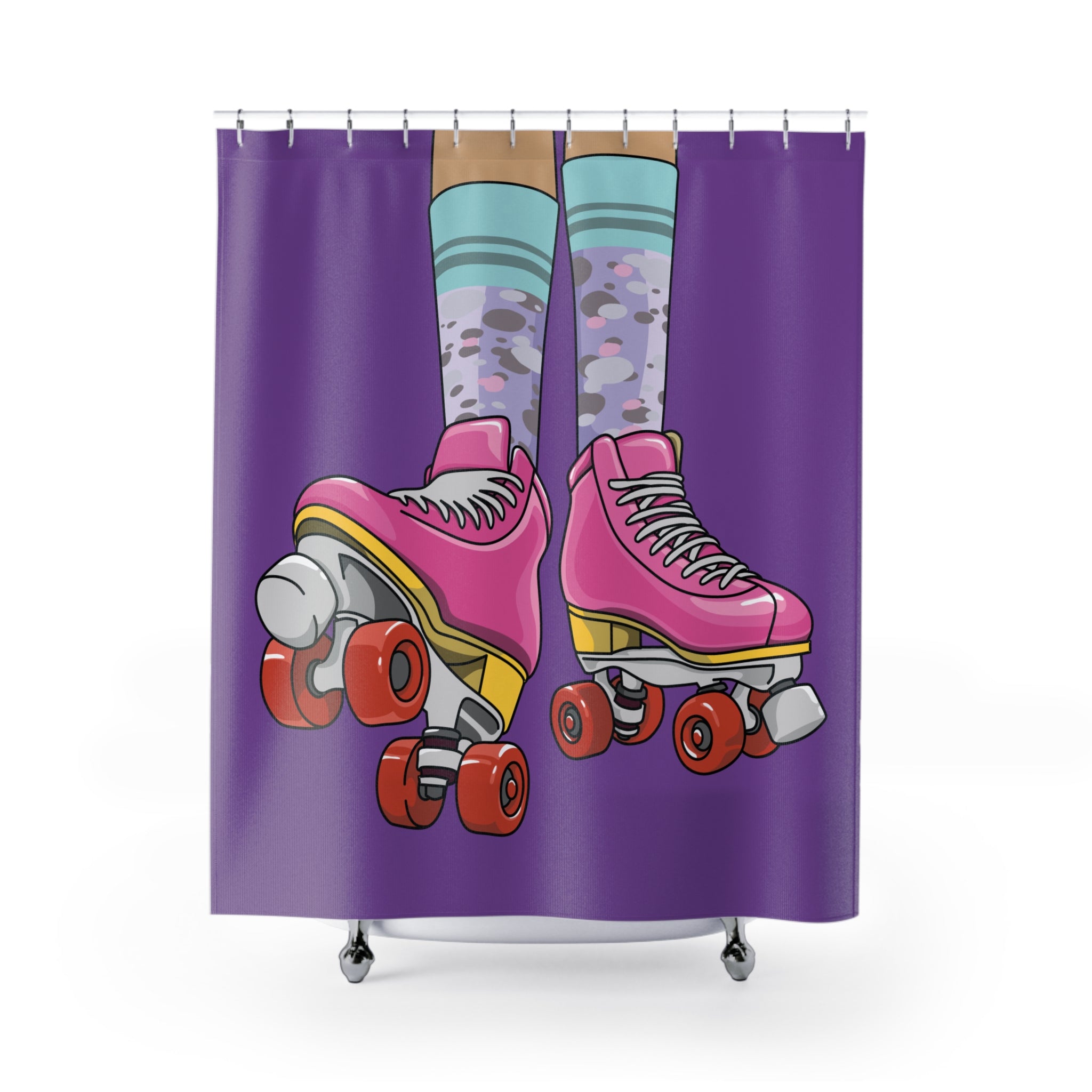 Pink & Purple Roller Skate Chic Shower Curtain Gift: Groovy Vibes for Nostalgic Bathrooms