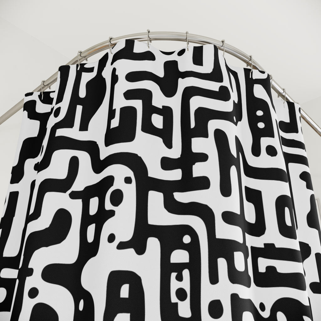 Abstract Circuit Maze Shower Curtain Gift: Modern Intrigue for Tech-Savvy Homes
