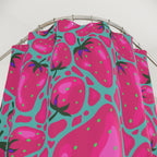 Pink & Teal Strawberry Pop Art Shower Curtain Gift: Whimsical Fruit for Vibrant Homes